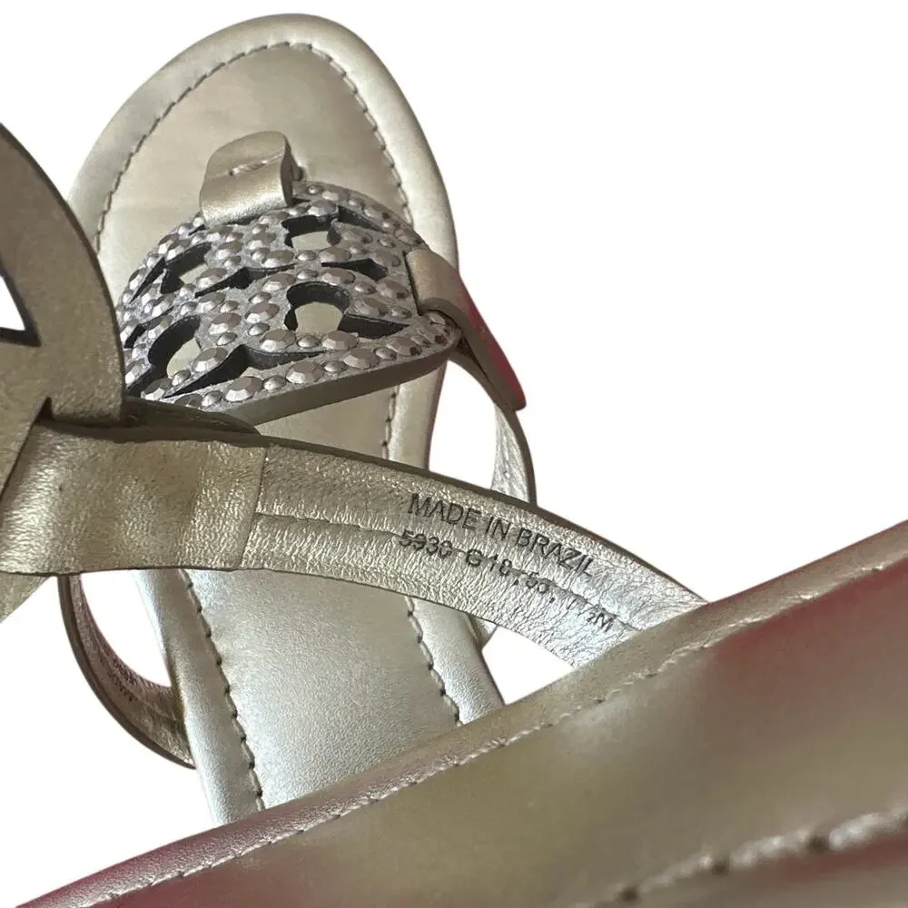 Tory Burch Miller Embellished Sandals Spark Gold 7.5 Metallic Thong